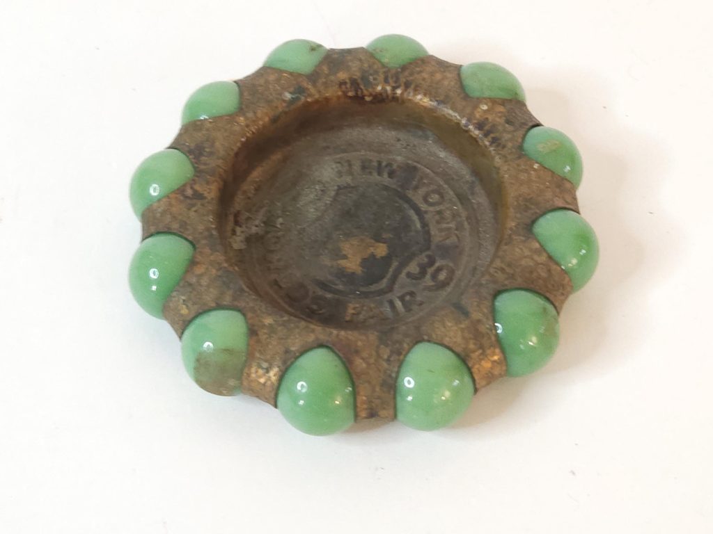 Fisher Jewel Tray 1939 New York Worlds Fair Ashtray Trinket Dish Green